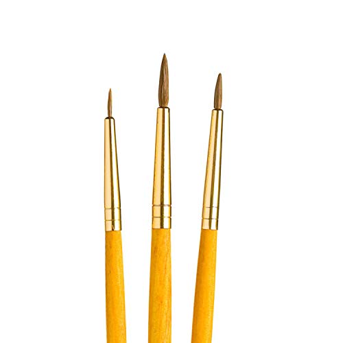Princeton RealValue Round Brush Set, Camel, Yellow Handle, 3 Piece, 1 Count