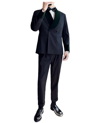 Costume homme deux pièces veste et pantalon revers châle velours