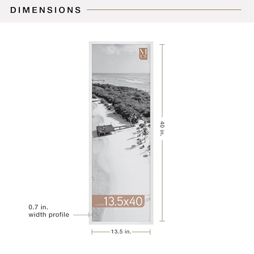 Image of MCS Foundation 13.5x40 Poster Frame Traditional White, Vertical & Horizontal Wall Hanging Large Picture Frame for Photos, Panoramics, Posters & Art Prints (1-Pack)
