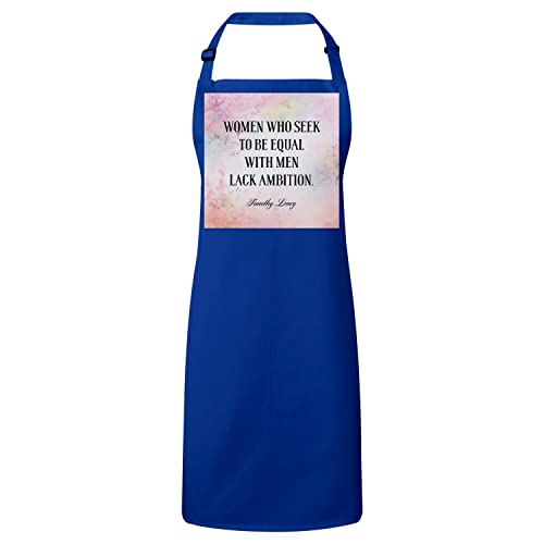 Tablier cuisine femme bleu premium avec message motivation et citation inspirante