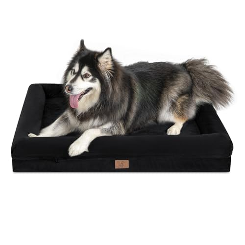 Image of XL Orthopedic Waterprood Dog Bed for Extra Large Size Dogs | 360 Degree Bolster Support, Egg Crate Foam, Waterproof Liner, Non-Slip Bottom, Machine Washable Cover, 45 x 35 Inch