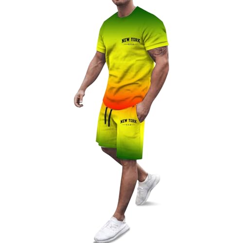 Survêtement homme gradient ensemble confortable t-shirt et pantalon court baggy