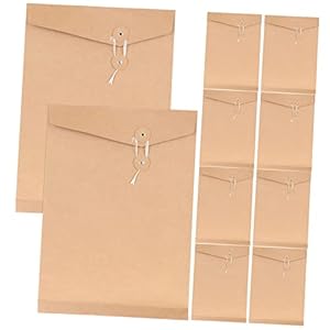 JECOMPRIS 10 Stück Kraftpapier Umschläge mit Klammern