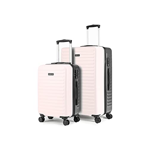 Image of THE ASSEMBLY Two Tone Hard-Sided Unbreakable Polycarbonate Luggage Bag For Travel (20 & 28 Inches, 40 & 85L) Ivory Grey, 360 Degree, Trolley Bag