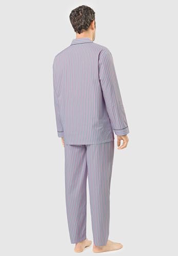 El Búho Nocturno Mens Pajama Set Long Sleeve Cotton Woven Poplin Classic Striped Pajama Set for Men, 100% Cotton, White 1539, XL3