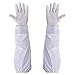 Beekeeping Gloves Premium Goatskin Leather Beekeeper's Glove with White Vent Long Canvas Sleeve and Elastic Cuffs Ventilated and Cuff Protected Bee Gloves Large