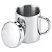 300ML Vaso Acero Inoxidable con asa de tapa, azas de café de viaje de camping de doble pared Utilizado en la cerveza del agua caliente del té