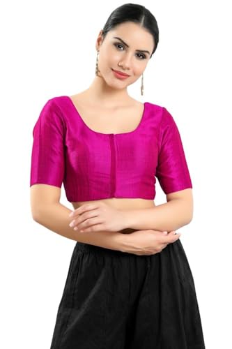 Image of Vamas Women's Silk Padded Self Design Half Sleeve Readymade Saree Blouse (X-766.N)