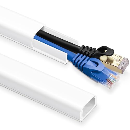 ZhiYo 102in Cord Covers for Wires on Wall, Cable Hider for 1-2 Cords, Self-Adhesive TV Cord Hider for Wall Mounted tv, Wire Cover Concealer, White Cable Management Raceway, 6X L17in W0.7in H0.4in