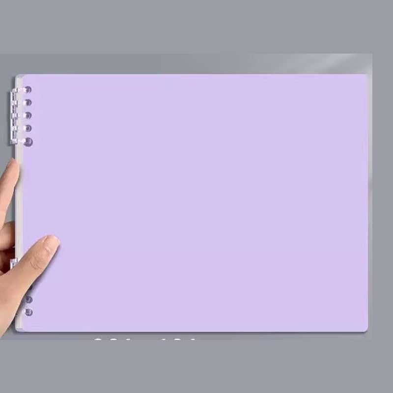 Reusable Loose Leaf Notebook Set, Grid Paper Study Planner with Transparent Binder Cover, Mind Map Note Pad for School Office Supplies (purple)