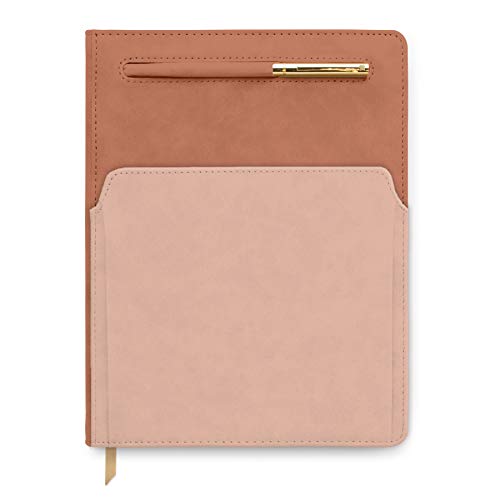 DesignWorks Ink Vegan Leather Pocket Journal with Pen (7.75â€ x 10"), Terracotta/Blush - Colorblock