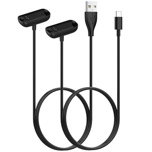 Simpeak 2Pcs Charger Cable Compatible with Fitbit Inspire 3 100cm USB+Type C Charging Cable Replacement for Fitbit Inspire 3 Black