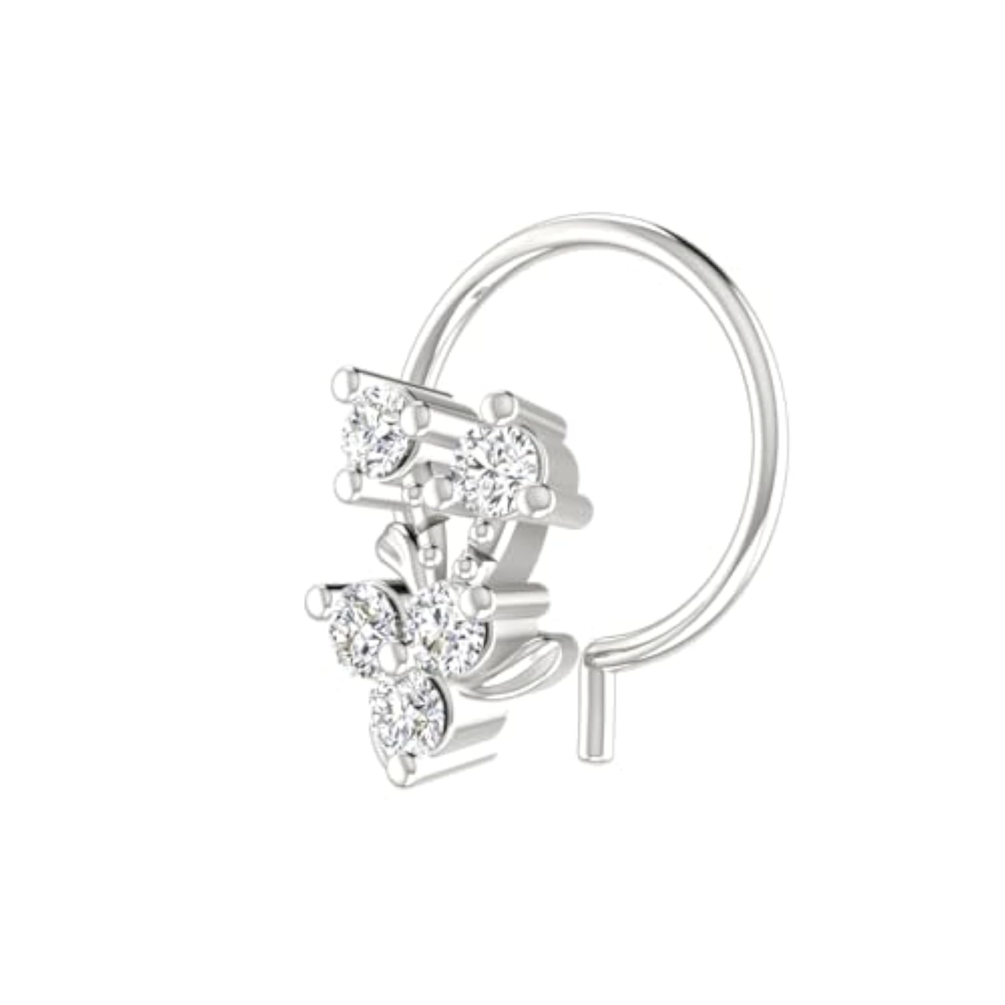 Women's 14Kt White Gold Stud Nosering, Stylish
