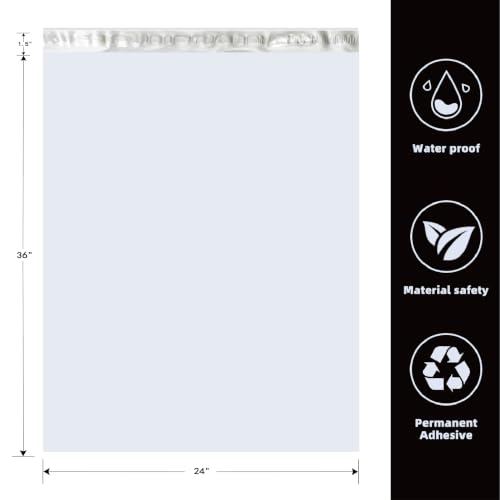 Image of POLYSELLS 24x36 White Poly Mailers 25 Pack XXL Shipping Bags for Clothing | Extra Large Waterproof Tear Resistant Mailing Envelopes For Clothing Coats Blankets Bedding Ecommerce And Small Business