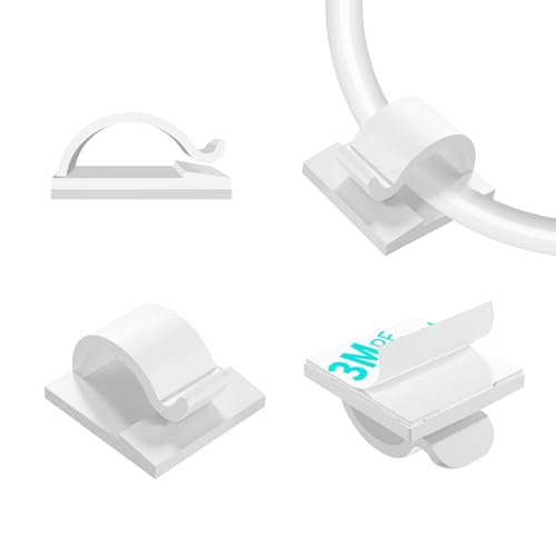 LinkDocs Cable Clips White Adhesive Cord Clips Cable Staples Outdoor Cable Management Wire Organizer Cord Holder for Under Desk Car Wall TV PC Ethernet Cable (30 PCS White)