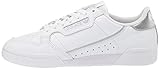 Obermaterial aus Leder adidas Originals Damen Continental 80 Shoes Turnschuh, Weiß/Weiß/Silber, 44 EU