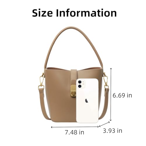 Bucket Bag for Women Stylish Shoulder Bag PU Leather Crossbody Bag Trendy Purse with Zipper Closure4