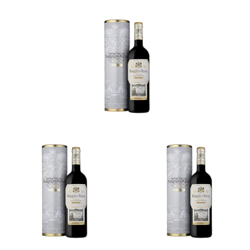 Marques De Riscal Vino Tinto Reserva Denominación de Origen Calificada Rioja, Variedad Tempranillo, 24 Meses en barrica, Botella Mágnum con cánister de 1,5 L (Paquete de 3)