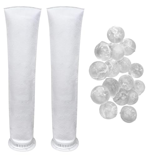 Image of 2pcs Filter Bag for Water Tank with 20pcs Antiscalant Balls, 5 Micron Sediment Filter for Overhead Water Tank & 20 Inch Big Blue Housing | Reusable Cartridge for Sand, Dirt, Silt, Mud & Rust