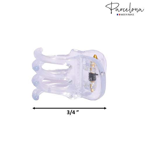 Parcelona French Classic Round Tortoise Shell Brown Clear And Black Mini 1/2” Celluloid Set Of 6 Interlocking Hair Claw Clip Clamps For Women And Girls #TOP6