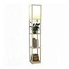 Flashing Moderna Lampada Da Terra A Soppalco Decorativa In Legno A LED Lampada Da Terra Bianca Nera Con Ripiano Da Tavolo Per Camere Da Letto Del Soggiorno Di Casa (Size : C)