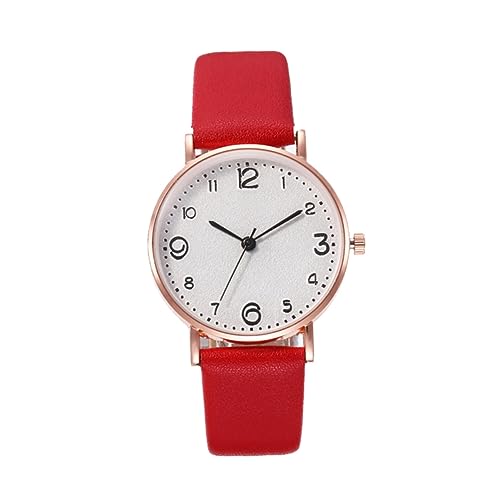 DEARMAMY Reloj De Cuarzo con Correa para Mujer Tees De Golf Divertidos Decoracion Niña Watches Relojes De Mujer Relojes De Pulsera De Cuarzo Señoras Relojes De Pulsera Reloj Digital Rojo