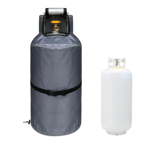 40 lb Propane Tank Cover, 1200D Heavy Duty Waterproof Thick Propane Tank Cover, Can Be Opened Top Easy to Use Waterproof Dustproof, UV-Resistant and Frost-Resistant for 40 Gallon Propane Tank (Grey)