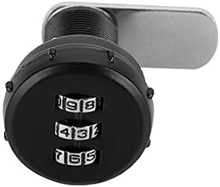 Drawer Wardrobe Mechanical Combination Lock 3 Digit Code Combination Silver Zinc Alloy Convenient Cam Password Lock Cabinet Drawer Wardrobe Security Coded Lock(L=30.5 19~23mm)