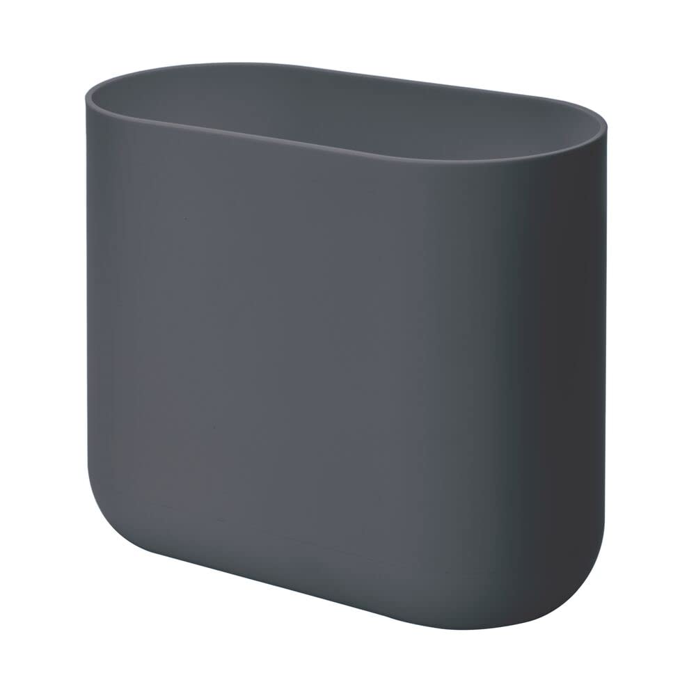 iDesign Recycled Plastic Slim Oval Waste Basket, The Cade Collection – 10.625” x 5.5” x 9.75”, Charcoal