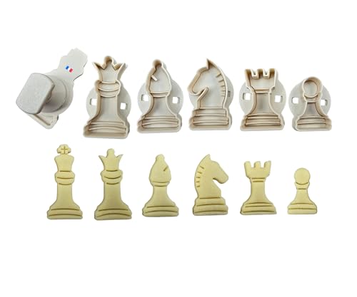 3DKOUPE - Ausstecher Set - Schachfiguren (König, Königin, Verrückt, Reiter, Turm, Bauer) - Einfache und verspielte Kekse - Hergestellt in Frankreich