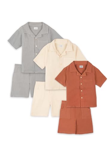 Image of Kidbea Organic Cotton Shirt & Pant Co-ord Set for Kids | Elegant & Comfortable Summer Wear | Stylish Half Sleeve Shirt with Bow & Comfy Shorts