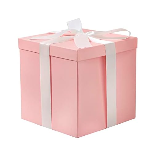 RUSPEPA Medium Birthday Gift Box with Lids, Ribbon and Tissue Paper, Collapsible Gift Box - 1 Pcs, 9x9x9 Inches, Pink