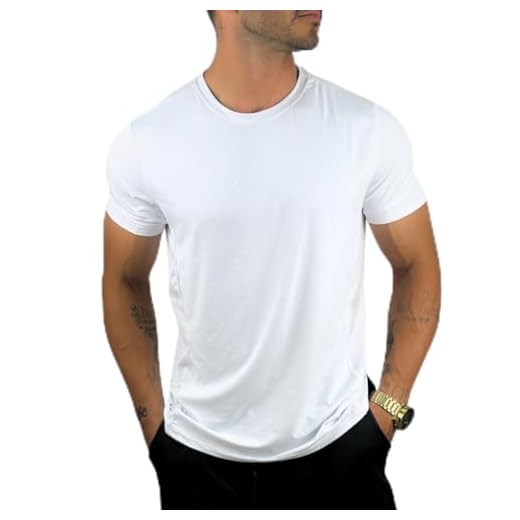 Camiseta Masculina Malha Fria Dry Fit Treino Academia Não Amarrota Poliamida (BR, Alfa, G, Regular, Branco)