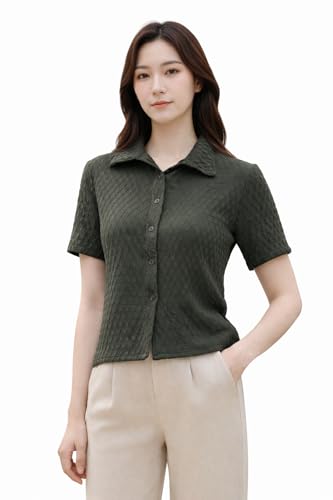 Image of Zilcon Bricks Womens Fashion Crop top for Woman Casual Short Sleeve Shirts for Woman | Women Fashion | Formal Shirts for Women