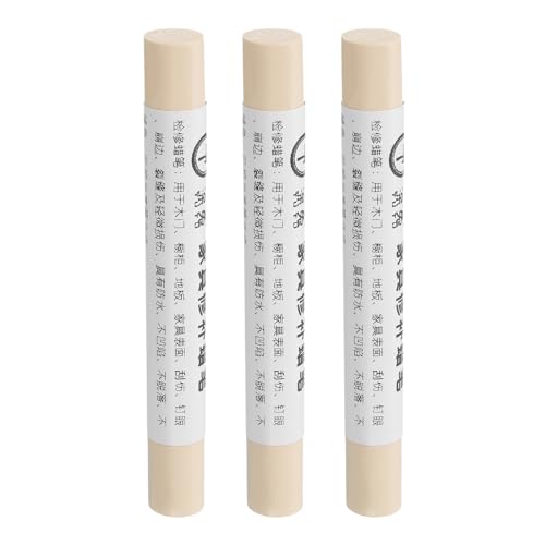 QUARKZMAN Crayon per Riparazione Mobili, 3pz - Stucco per Cera per Legno, Ritocco Pennarelli per Mobili - per Coprire Graffi Fori Tavoli Scrivanie Pavimenti Legno, Beige