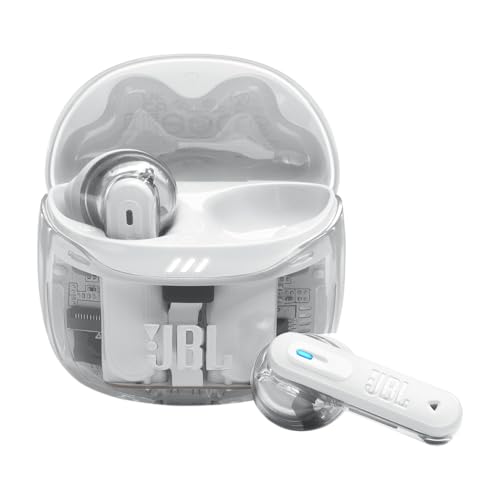JBL Tune Flex Ghost 2, Kabellose Bluetooth-In-Ear-Ohrhörer mit Noise-Cancelling, 48 h Wiedergabezeit, IP54 wasser - und staubgeschützt, Multipoint-Verbindung, Ergonomisches Design, White Ghost