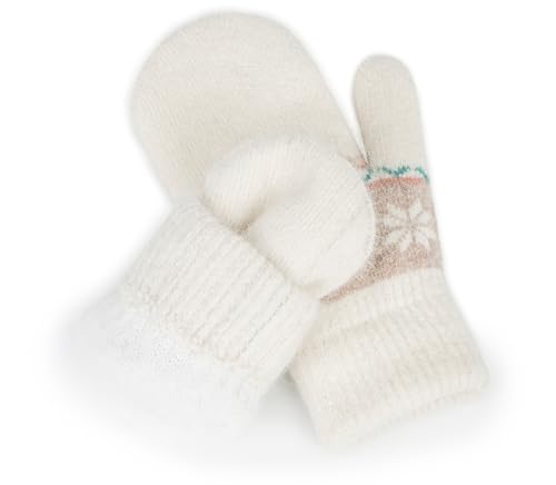 Toddlers Stretchy-Winter-Knit-Mittens Girls-Boys Soft-Warm-Snowflake Outdoor-Gloves for 5-10Years4