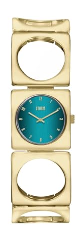 STORM Groovy V2 Gold Teal Watch, Stainless Steel, Bracelet, 21k Gold Plating, Numbered Dial Sunray Dial Sustainable Materials Used