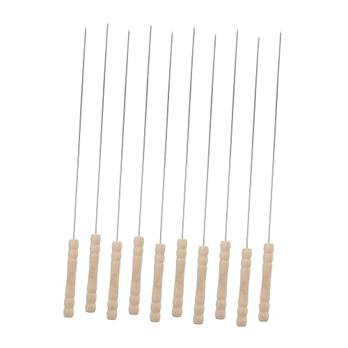 BAZEITFLOW 10pezzi Spiedini Per Barbecue Acciaio Inossidabile Riutilizzabili Con Manico in Legno Per Carne Verdure e Frutta Per Grigliate Outdoor e Feste Familiari