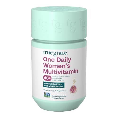 Best Multivitamin for Women Over 40 Perimenopause: Your Complete Guide to Hormonal Balance 10 True Grace One Daily Women’s Multivitamin 40+ Fermented Minerals, Organic Adaptogens & Mushrooms Energy, Immune, Bone Support - Non-GMO - Iron, Gluten & Soy Free - 30 Vegan Tablets