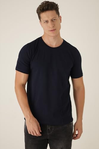 Camiseta Masculina Redonda Slim Fit Basica Algodão Egípcio (as2, alpha, l, regular, Marinho)