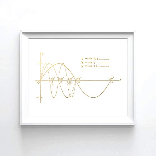 Sine Curve I Gold Foil Art Print Math Lover Gold Print Sine Curve Gold Art Print, Math Lover's (08" x 10" UNFRAMED)