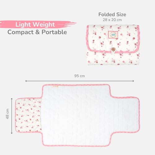 Image of Tidy Sleep Portable Diaper Changing Mat /Pad for Newborns & Infants Baby 0-24 Months Light Weight, Portable, Water Proof (Blossom Pink)