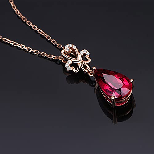 Collier Argent 925 Anti-Ternissement Pendentif Rubis Goutte d'Eau - 5