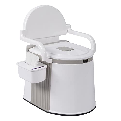 LEADZM Campingtoilette Tragbare Reisetoilette Mobile Toilette für Camping mit Sitz, Deckel, Papierhandtuchbox und Anti-Rutsch-Streifen