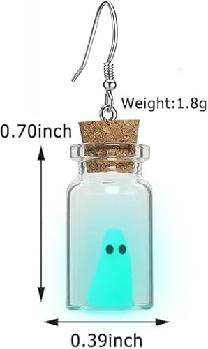 Geist Ohrringe Hängend, Halloween Geist in Einer Flasche Ohrringes, Leuchtende Ohrringe Geister für Frauen Mädchen, Adopt a Ghost Ohrringes für Halloween Kostüme Party (A)
