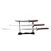 Decorative Samurai Sword Set, 3-Piece Collection with Stand, Black Scabbards, Red Wrapped Handles