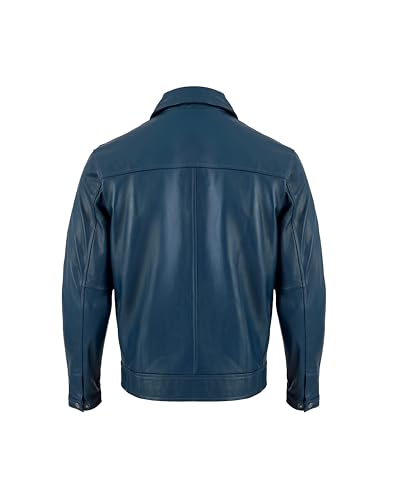 Image of Classic Polo Collar Leather Jacket Men-Work Jackets Turndown Collar Business Casual