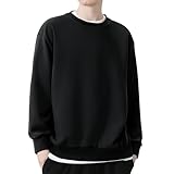 [SLEEPSINERO] トレーナー メンズ スウェット 冬服 【ゆったり体型カバー・着痩せ】 大きいサイズ クルーネック 綿 長袖tシャツ カジュアル コットン 無地 パーカー ベーシック おしゃれ 秋冬春 スポーツ 通勤通学 登山 (L,ブラック)