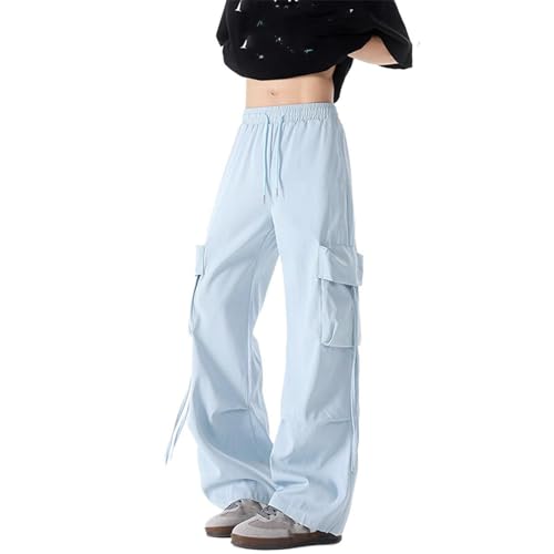 Men's Pants Workwear Ice Silk Patchwork Loose Fit Couple Style Summer Casual Long Pants for Men